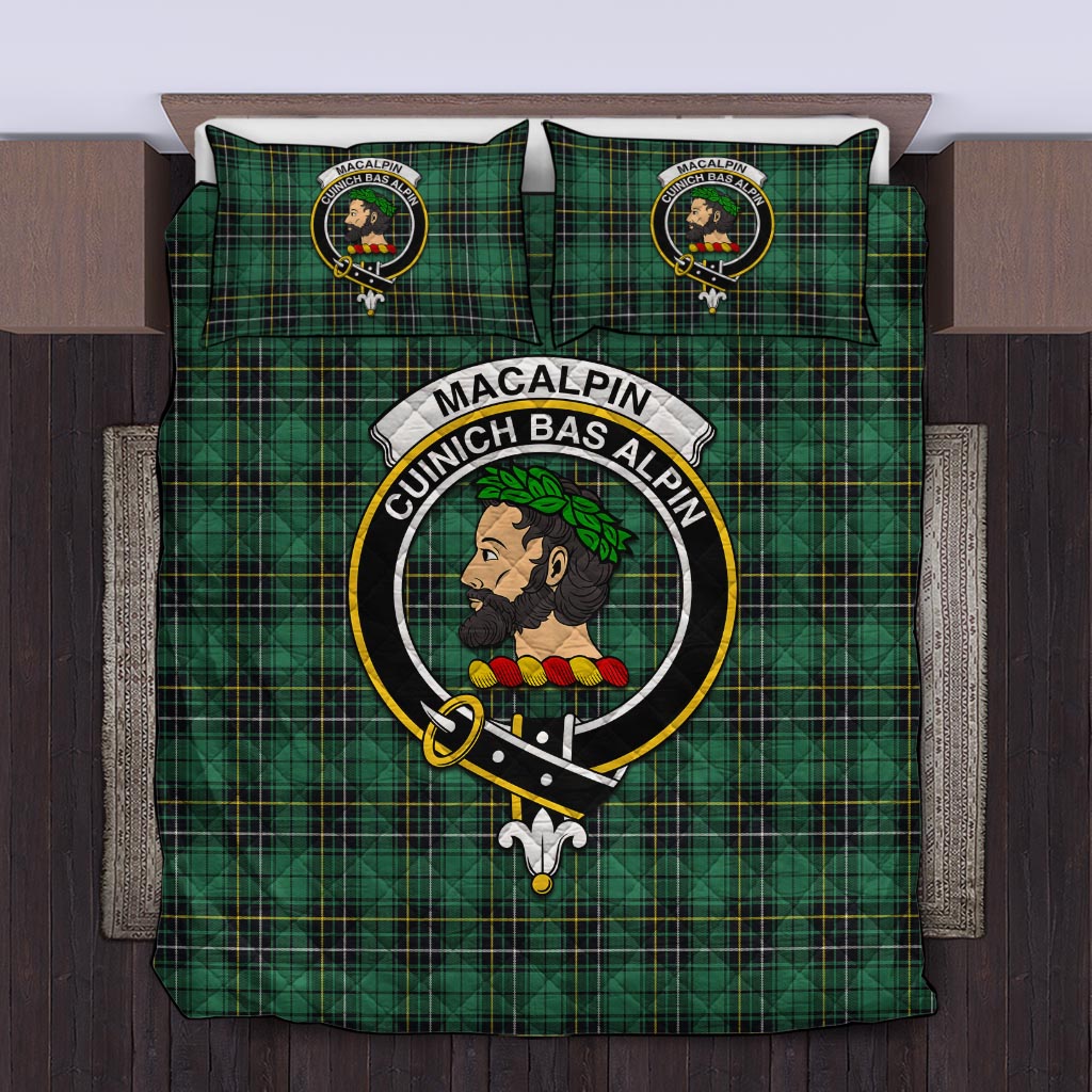 MacAlpin Ancient Tartan Quilt Bed Set with Family Crest Twin - Tartanvibesclothing
