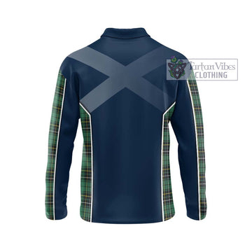 MacAlpin Ancient Tartan Long Sleeve Polo Shirt with Family Crest and Lion Rampant Vibes Sport Style