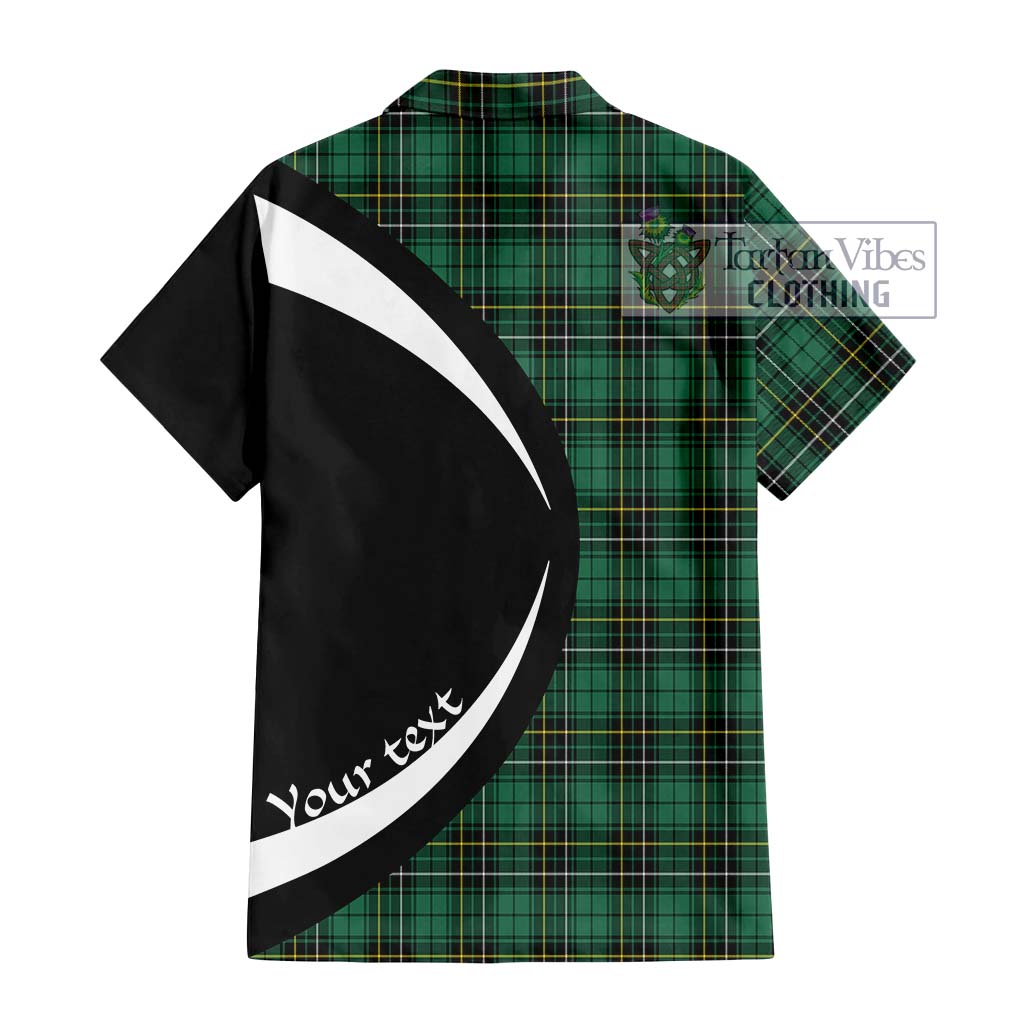 MacAlpin Ancient Tartan Short Sleeve Button Up with Family Crest Circle Style - Tartan Vibes Clothing