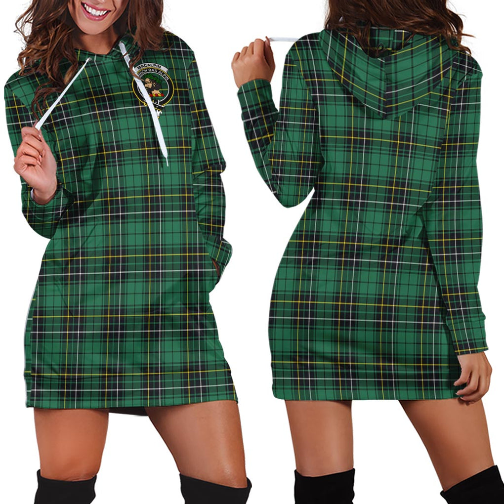 MacAlpin Ancient Tartan Hoodie Dress with Family Crest - Tartan Vibes Clothing