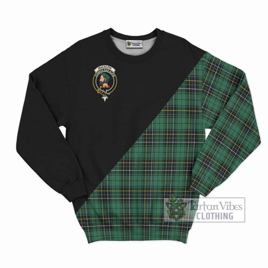 MacAlpin Ancient Tartan Sweatshirt with Family Crest and Military Logo Style - Tartanvibesclothing Shop