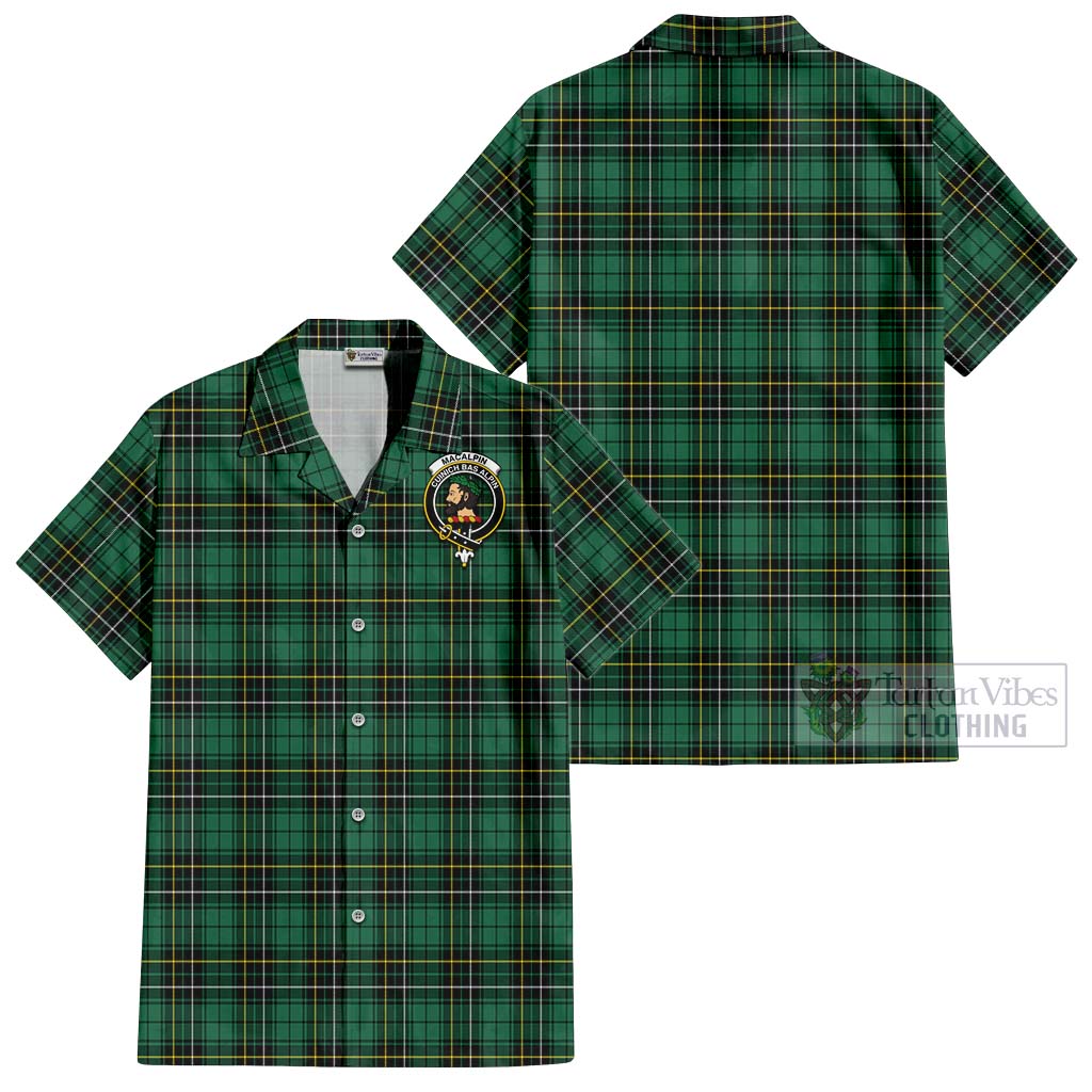 Tartan Vibes Clothing MacAlpin Ancient Tartan Cotton Hawaiian Shirt with Family Crest