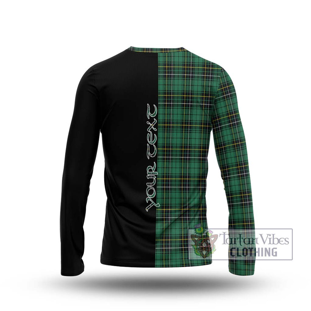 MacAlpin Ancient Tartan Long Sleeve T-Shirt with Family Crest and Half Of Me Style - Tartanvibesclothing Shop