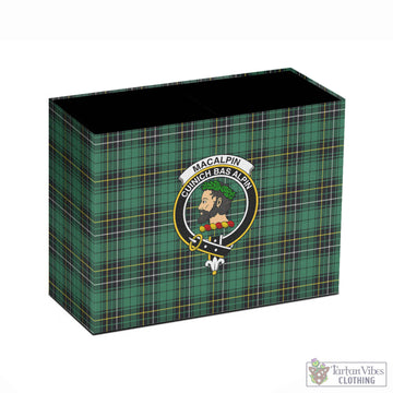 MacAlpin Ancient Tartan Pen Holder with Family Crest