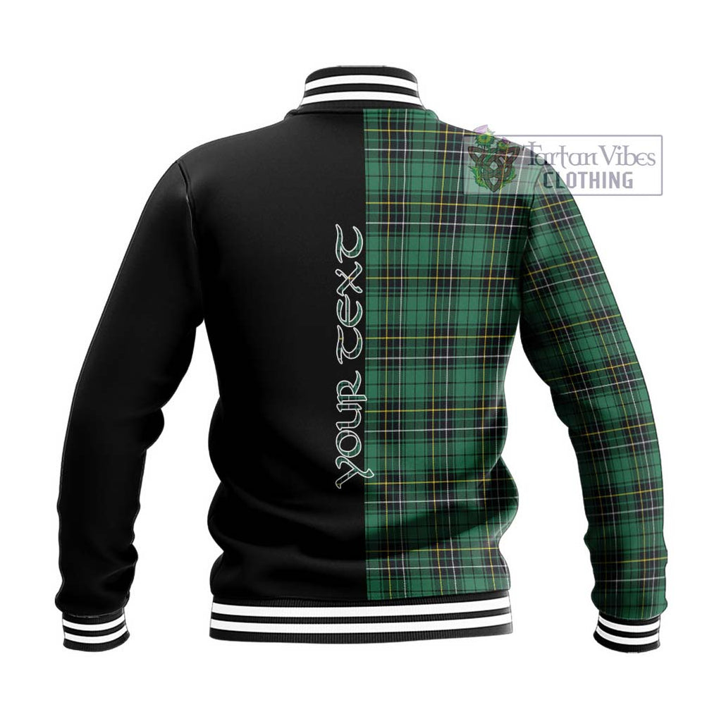 MacAlpin Ancient Tartan Baseball Jacket with Family Crest and Half Of Me Style - Tartanvibesclothing Shop