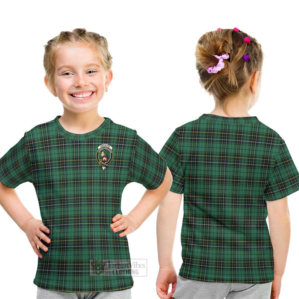 MacAlpin Ancient Tartan Kid T-Shirt with Family Crest - Tartanvibesclothing Shop