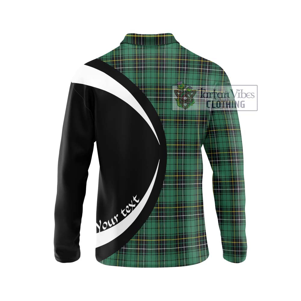 MacAlpin Ancient Tartan Long Sleeve Polo Shirt with Family Crest Circle Style - Tartan Vibes Clothing