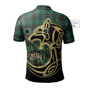 MacAlpin Ancient Tartan Polo Shirt with Family Crest Celtic Wolf Style