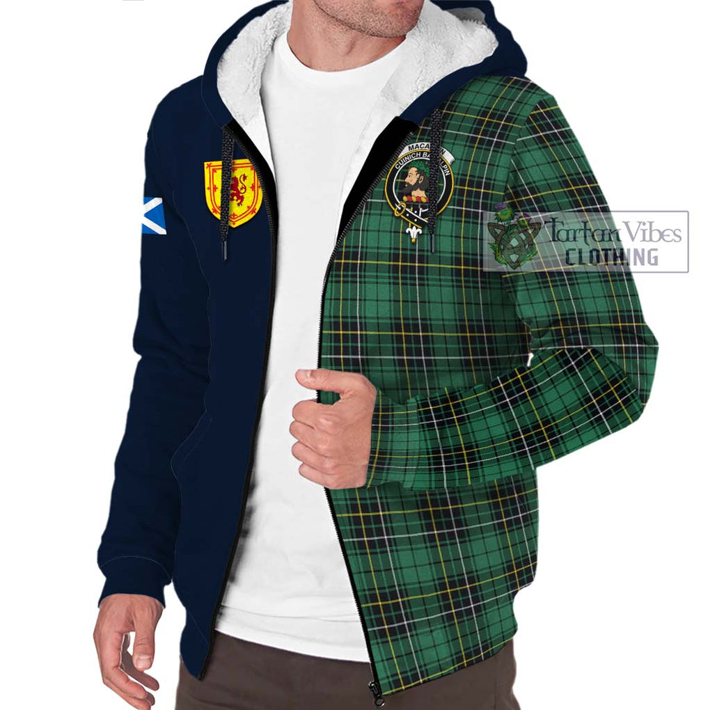 Tartan Vibes Clothing MacAlpin Ancient Tartan Sherpa Hoodie with Scottish Lion Royal Arm Half Style