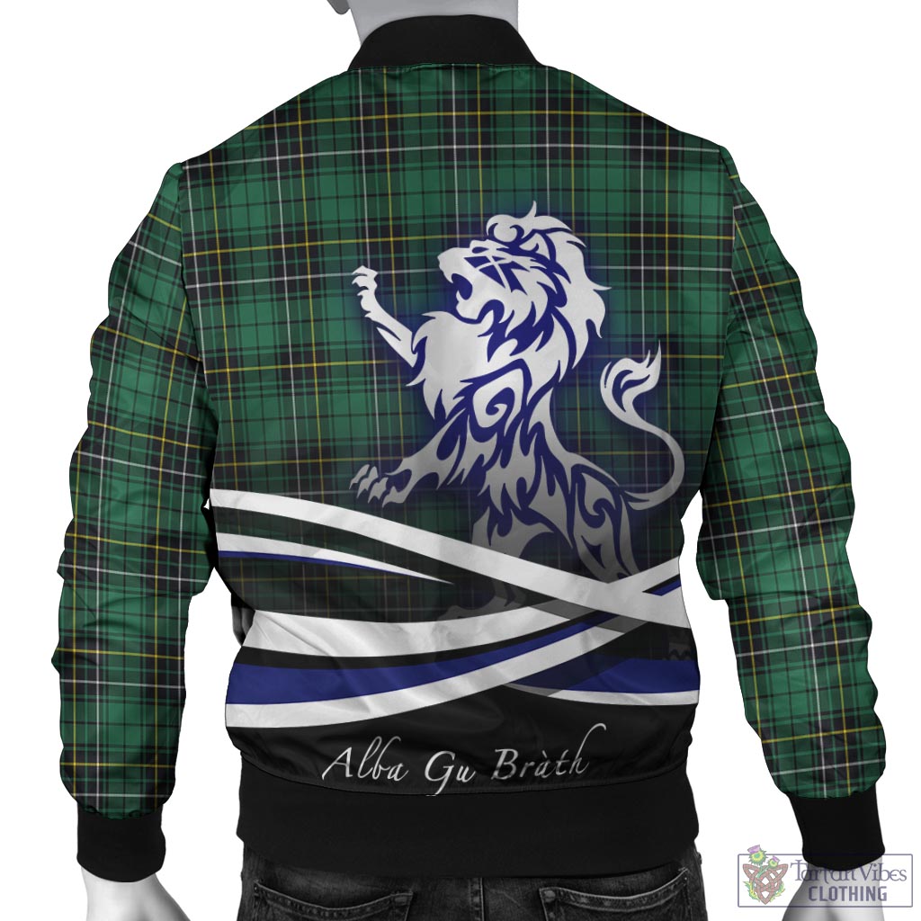 Tartan Vibes Clothing MacAlpin Ancient Tartan Bomber Jacket with Alba Gu Brath Regal Lion Emblem