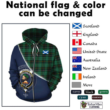 MacAlpin Ancient Tartan Hoodie with Personalised National Flag and Family Crest Half Style