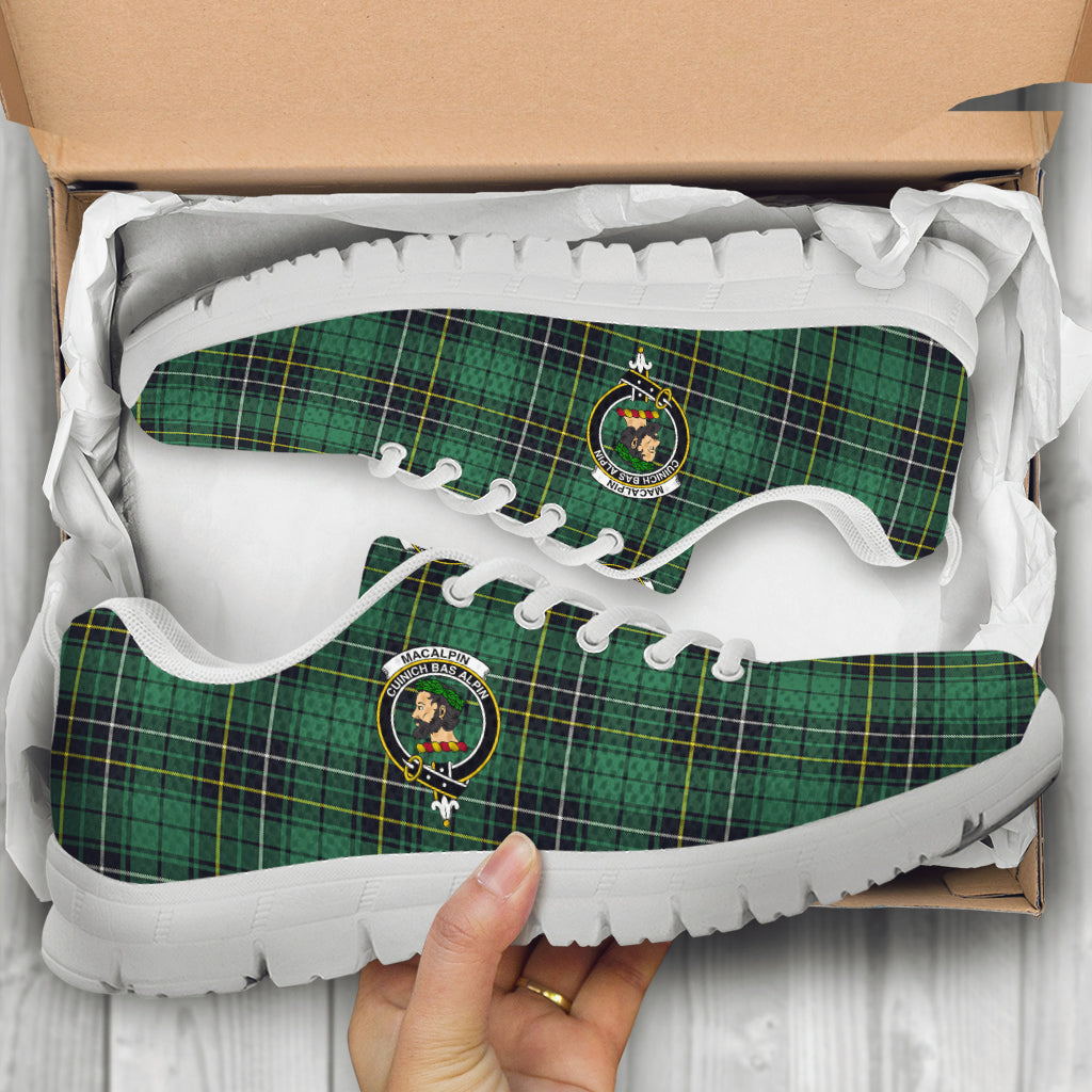 MacAlpin Ancient Tartan Sneakers with Family Crest - Tartan Vibes Clothing