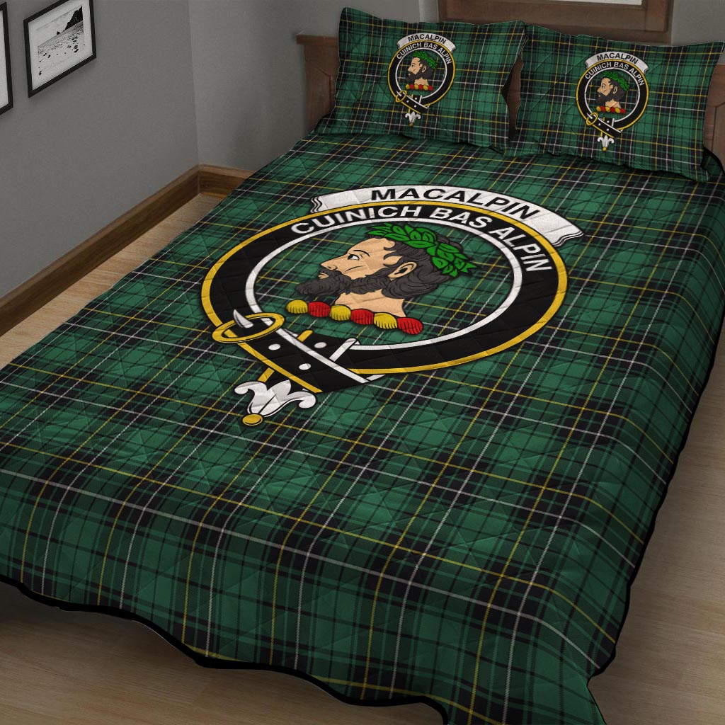 MacAlpin Ancient Tartan Quilt Bed Set with Family Crest - Tartanvibesclothing