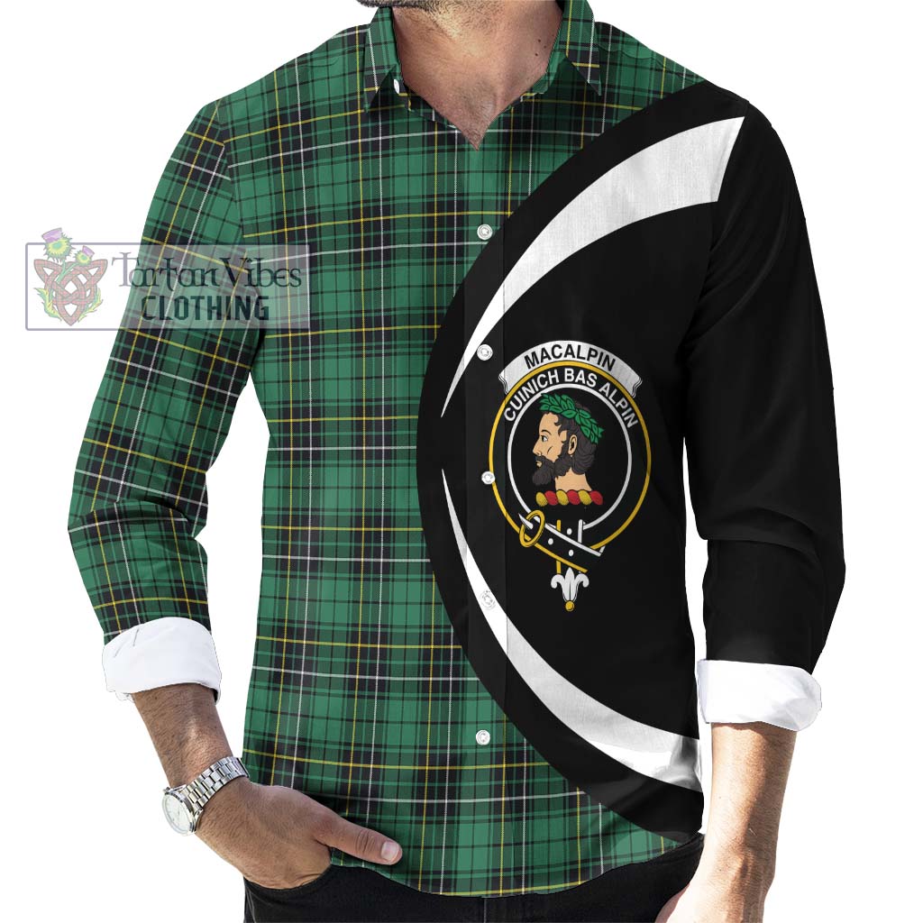 MacAlpin Ancient Tartan Long Sleeve Button Up with Family Crest Circle Style - Tartan Vibes Clothing