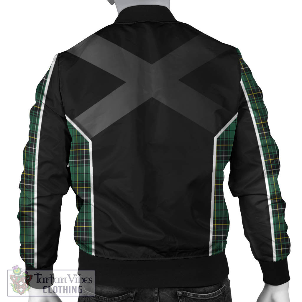 Tartan Vibes Clothing MacAlpin Ancient Tartan Bomber Jacket with Family Crest and Scottish Thistle Vibes Sport Style