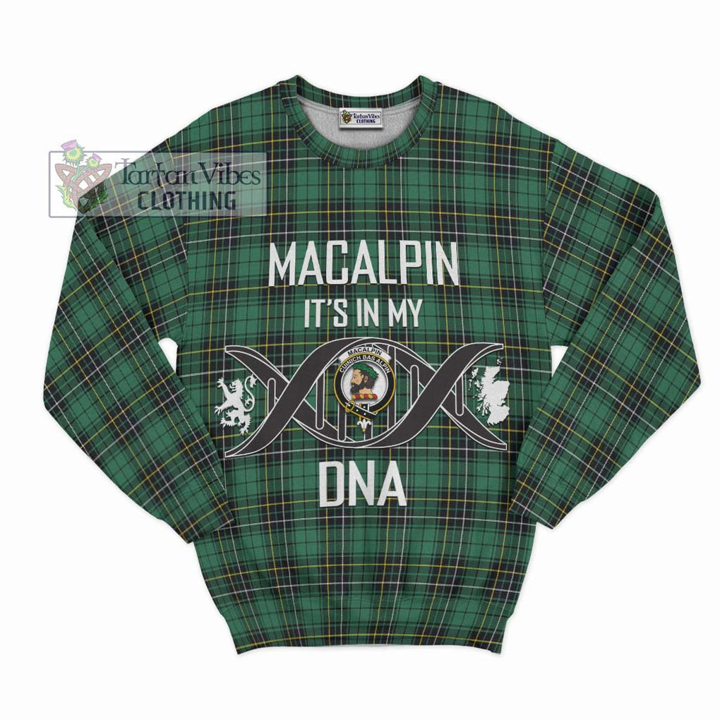 MacAlpin Ancient Tartan Sweatshirt with Family Crest DNA In Me Style - Tartanvibesclothing Shop