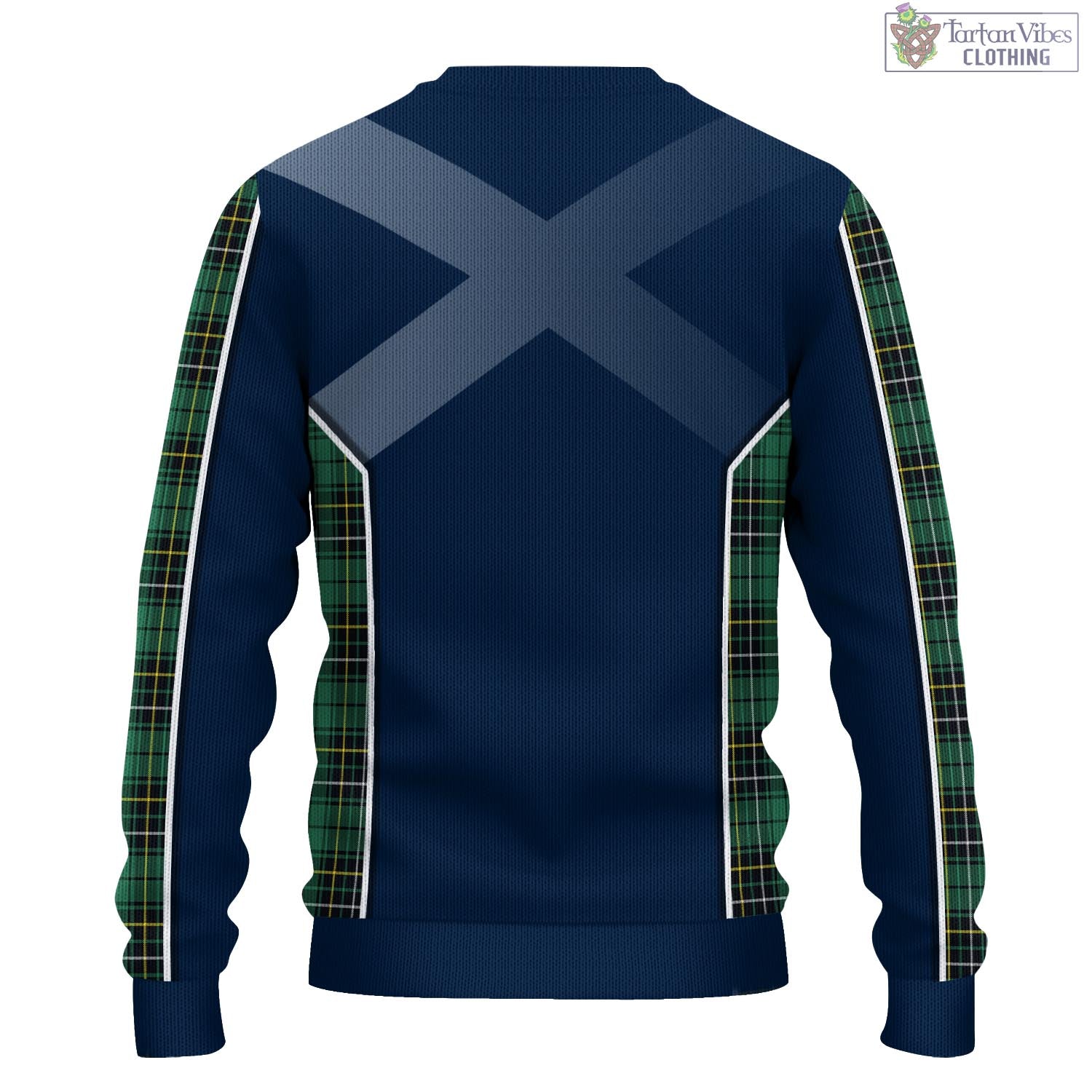 Tartan Vibes Clothing MacAlpin Ancient Tartan Knitted Sweatshirt with Family Crest and Scottish Thistle Vibes Sport Style