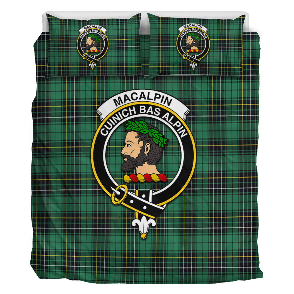 MacAlpin Ancient Tartan Bedding Set with Family Crest - Tartan Vibes Clothing