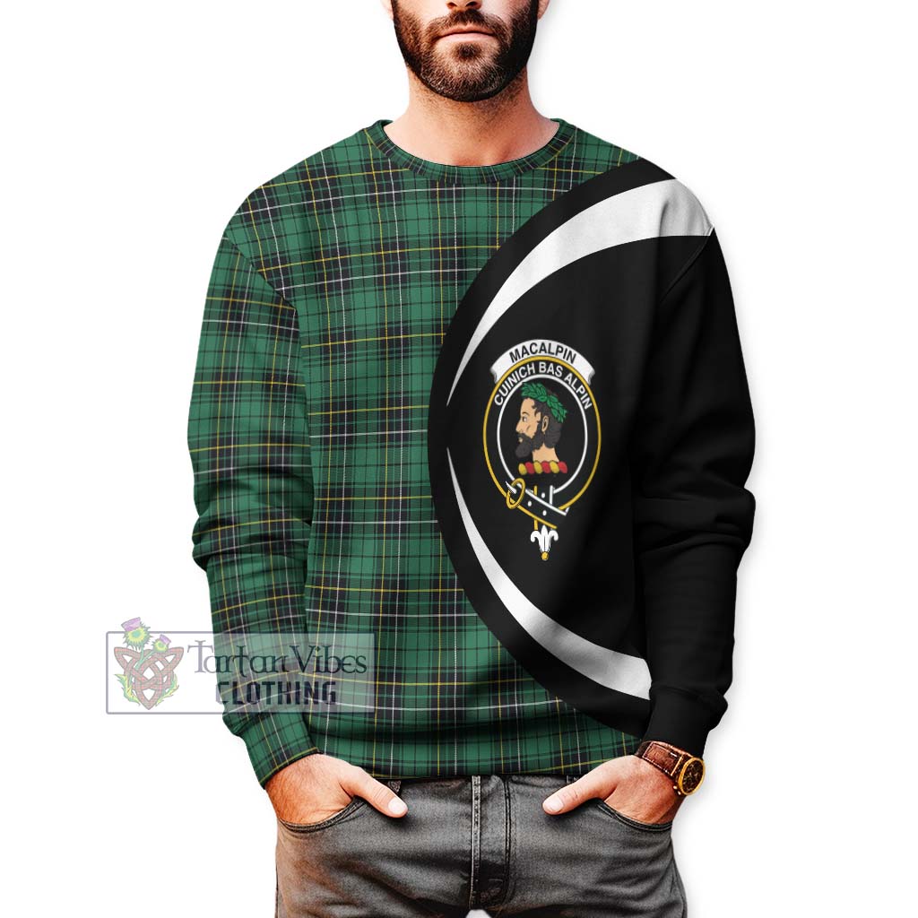 MacAlpin Ancient Tartan Sweatshirt with Family Crest Circle Style - Tartan Vibes Clothing