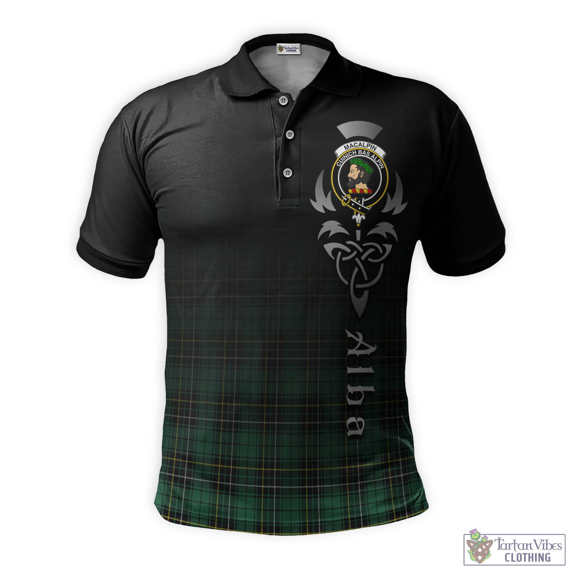 Tartan Vibes Clothing MacAlpin Ancient Tartan Polo Shirt Featuring Alba Gu Brath Family Crest Celtic Inspired