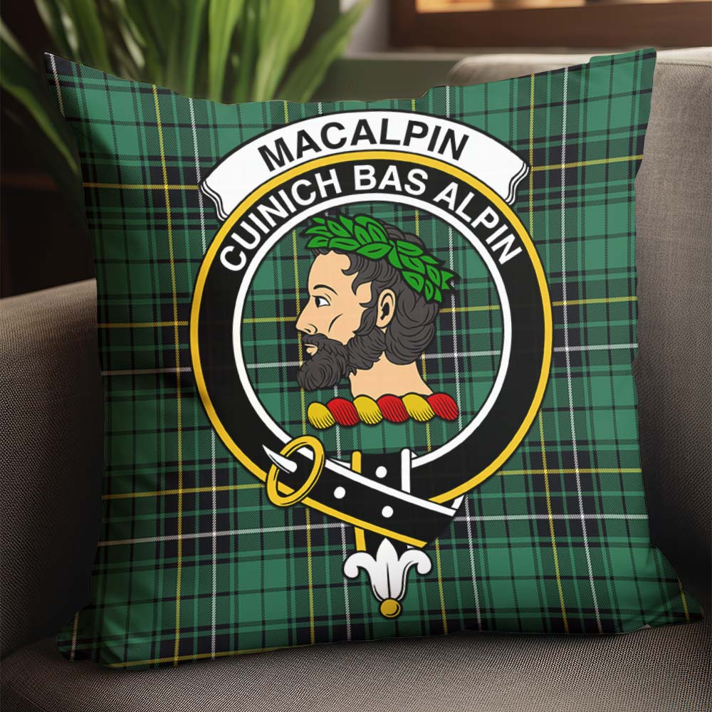 MacAlpin Ancient Tartan Pillow Cover with Family Crest - Tartanvibesclothing