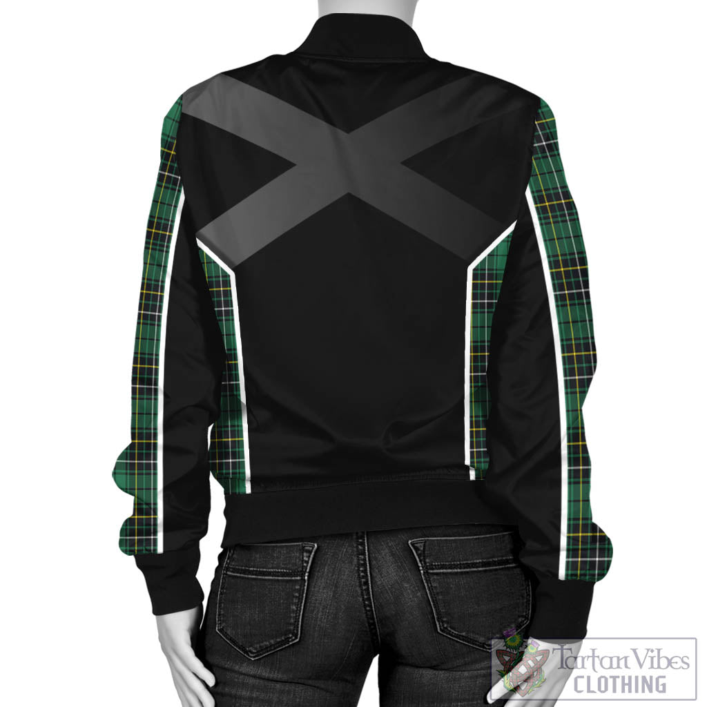 Tartan Vibes Clothing MacAlpin Ancient Tartan Bomber Jacket with Family Crest and Scottish Thistle Vibes Sport Style