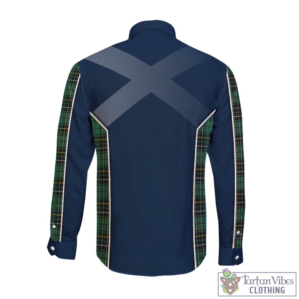Tartan Vibes Clothing MacAlpin Ancient Tartan Long Sleeve Button Up Shirt with Family Crest and Scottish Thistle Vibes Sport Style