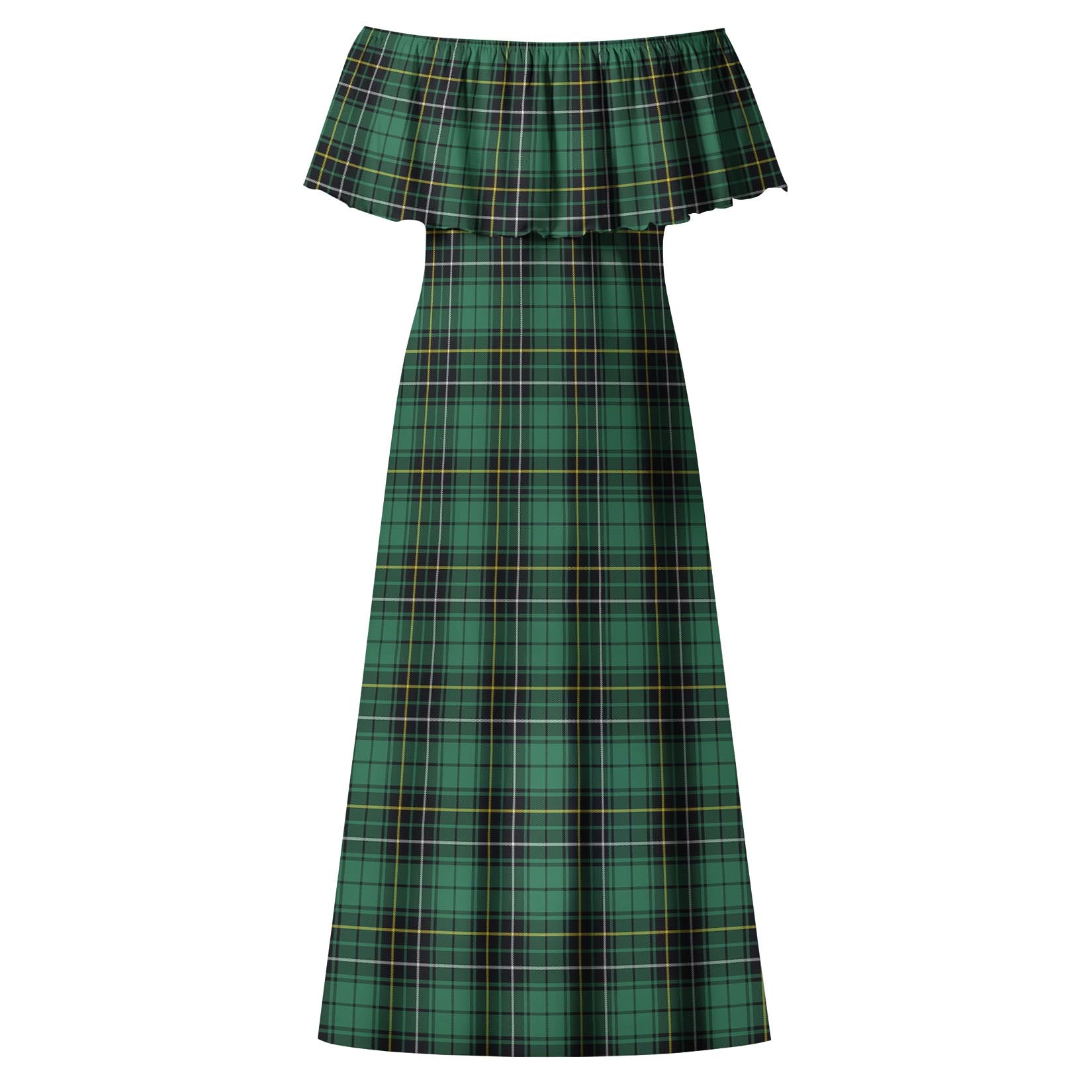 MacAlpin Ancient Tartan Off Shoulder Long Dress - Tartanvibesclothing