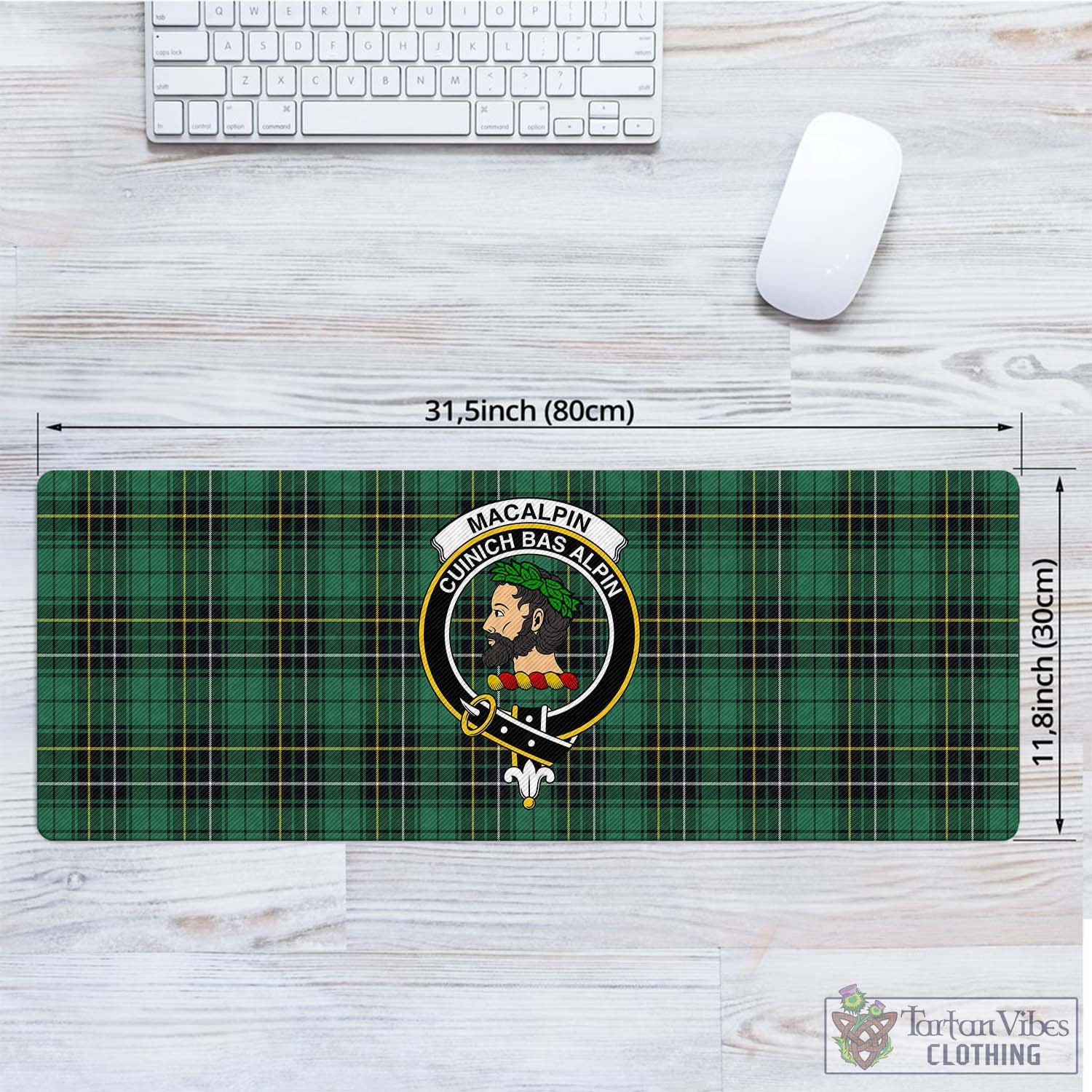 Tartan Vibes Clothing MacAlpin Ancient Tartan Mouse Pad with Family Crest