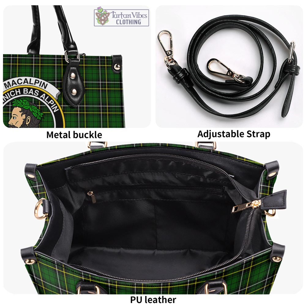 Tartan Vibes Clothing MacAlpin Modern Tartan Luxury Leather Handbags with Family Crest