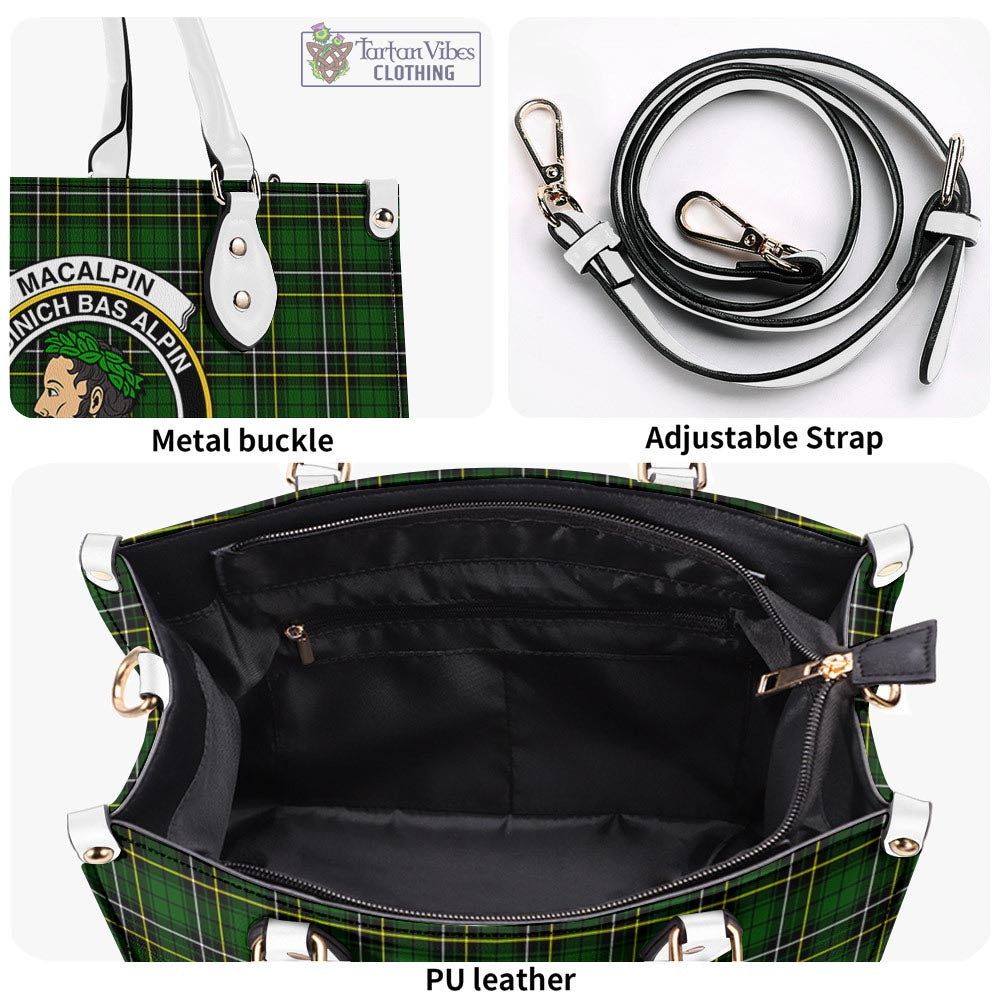 Tartan Vibes Clothing MacAlpin Modern Tartan Luxury Leather Handbags with Family Crest