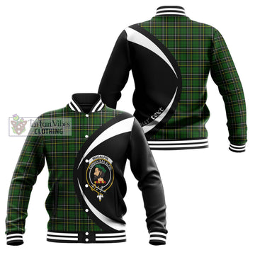 MacAlpin Modern Tartan Baseball Jacket with Family Crest Circle Style