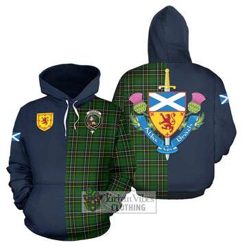 MacAlpin Modern Tartan Hoodie Alba with Scottish Lion Royal Arm Half Style