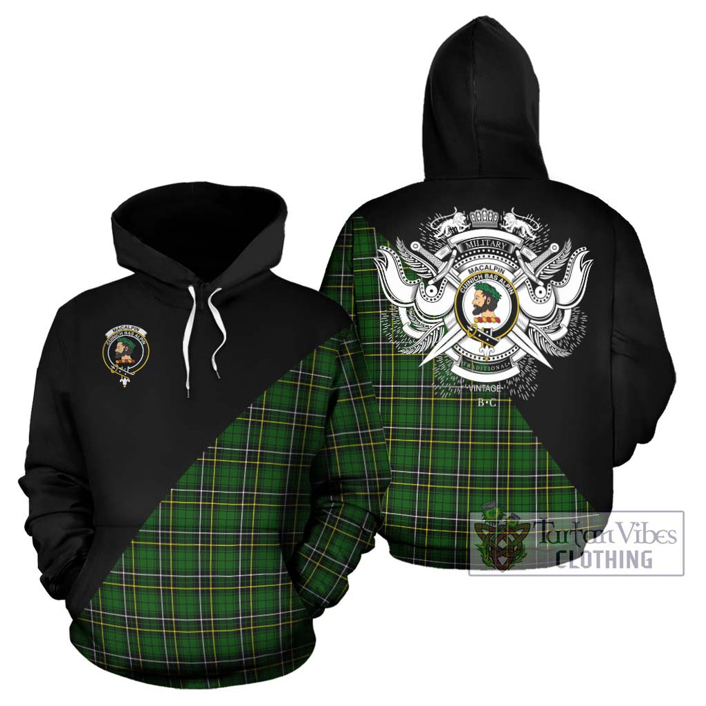 MacAlpin Modern Tartan Hoodie with Family Crest and Military Logo Style Zip Hoodie - Tartanvibesclothing Shop