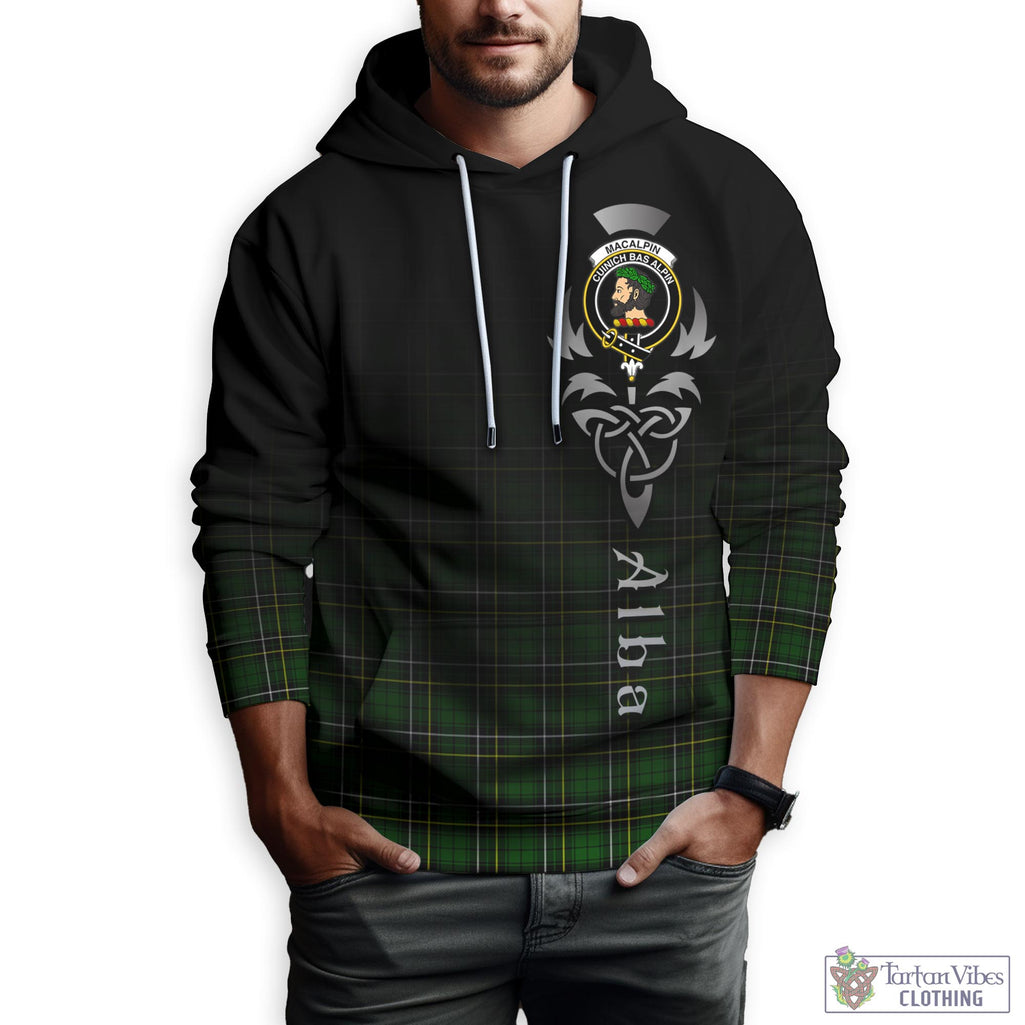 Tartan Vibes Clothing MacAlpin Modern Tartan Hoodie Featuring Alba Gu Brath Family Crest Celtic Inspired