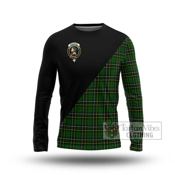 MacAlpin Modern Tartan Long Sleeve T-Shirt with Family Crest and Military Logo Style