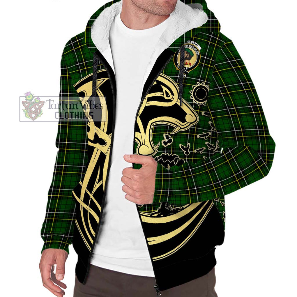 MacAlpin Modern Tartan Sherpa Hoodie with Family Crest Celtic Wolf Style Unisex S - Tartan Vibes Clothing