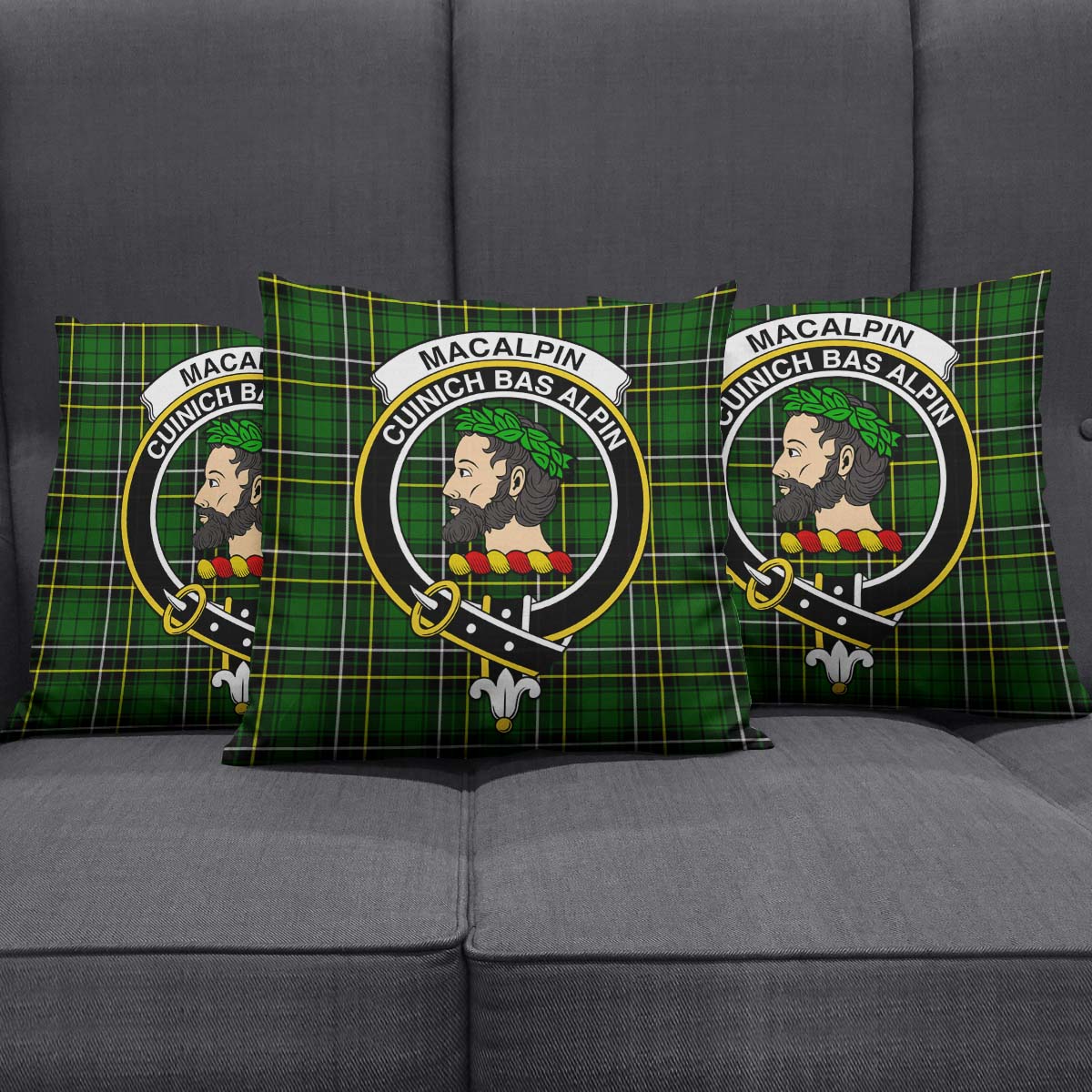 MacAlpin Modern Tartan Pillow Cover with Family Crest Square Pillow Cover - Tartanvibesclothing