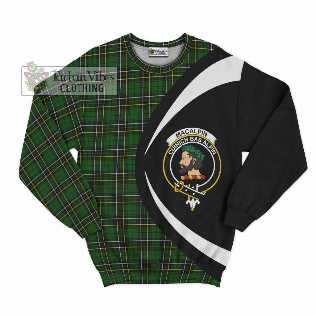 MacAlpin Modern Tartan Sweatshirt with Family Crest Circle Style Unisex - Tartan Vibes Clothing