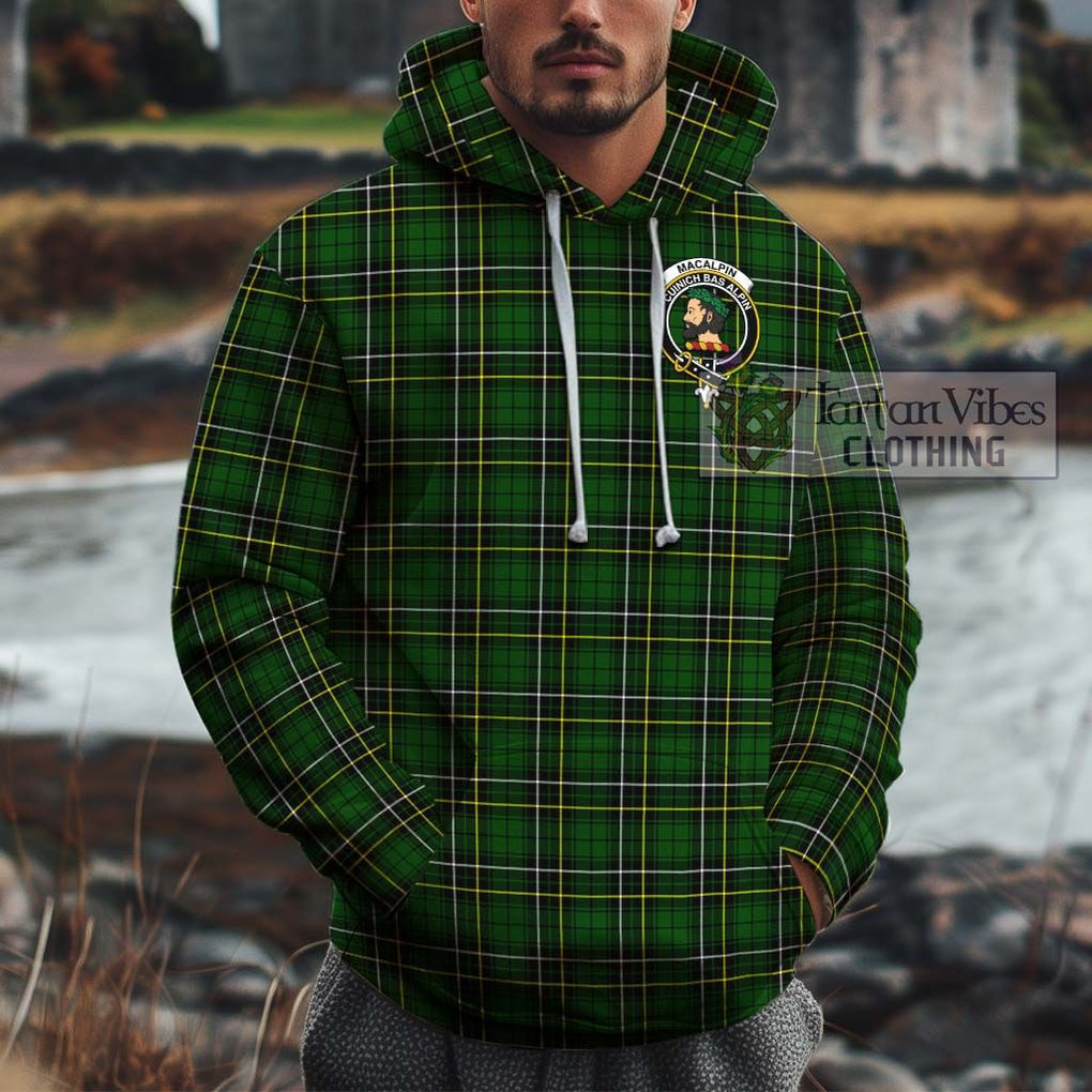 MacAlpin Modern Tartan Cotton Hoodie with Family Crest Pullover Hoodie XS - Tartan Vibes Clothing