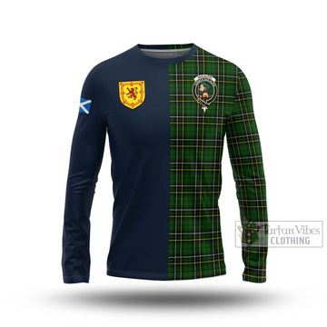 MacAlpin Modern Tartan Long Sleeve T-Shirt Alba with Scottish Lion Royal Arm Half Style