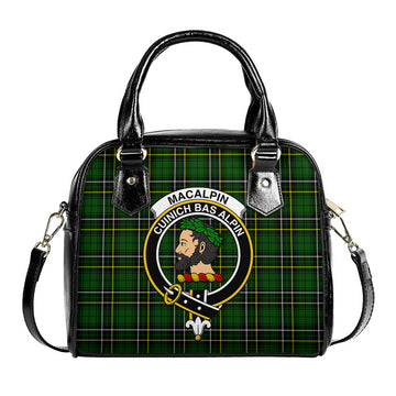 MacAlpin Modern Tartan Shoulder Handbags with Family Crest