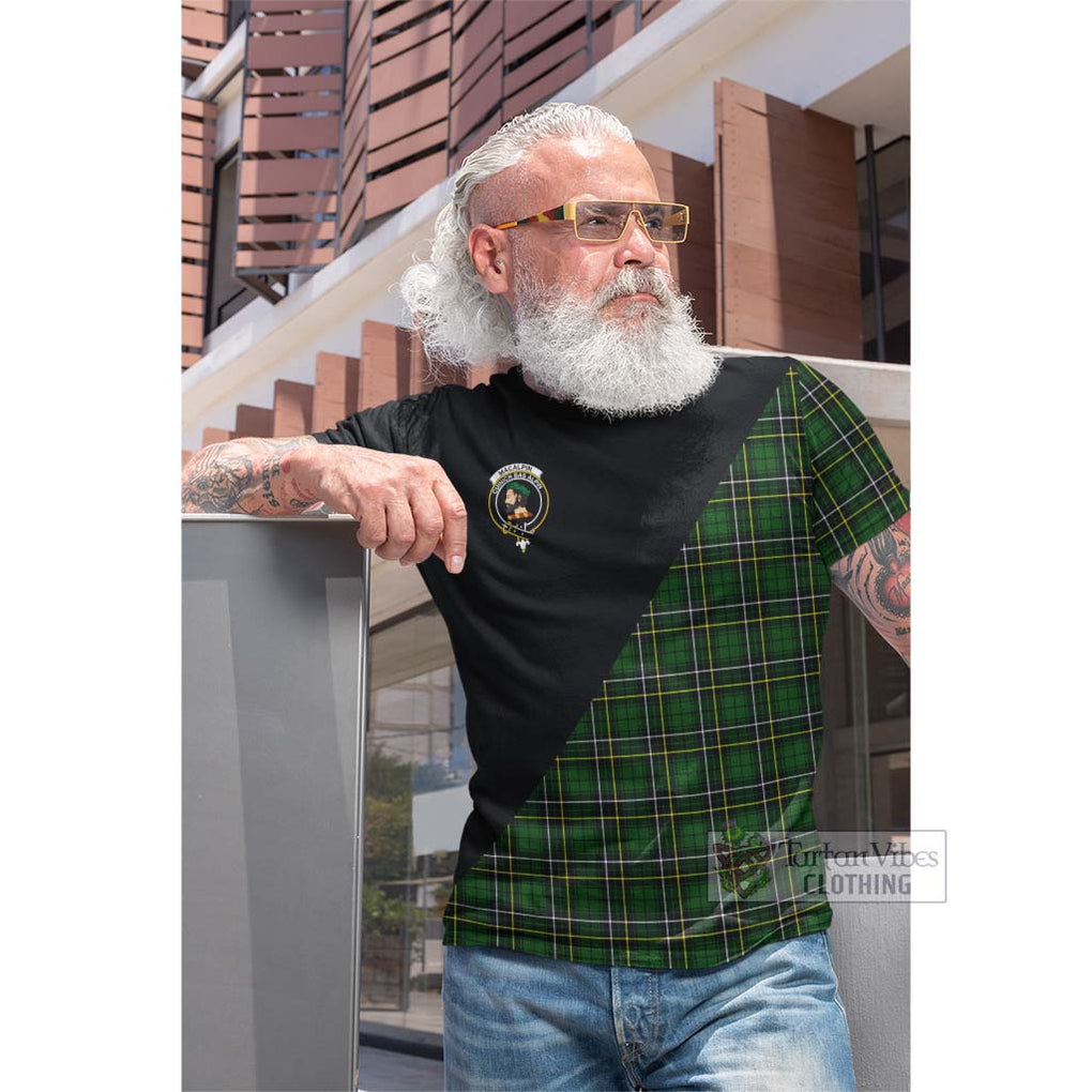 Tartan Vibes Clothing MacAlpin Modern Tartan Cotton T-shirt with Family Crest and Military Logo Style