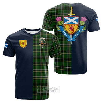 MacAlpin Modern Tartan Cotton T-shirt Alba with Scottish Lion Royal Arm Half Style