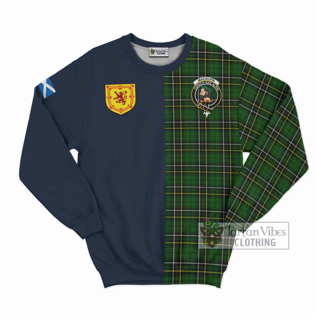 Tartan Vibes Clothing MacAlpin Modern Tartan Sweatshirt with Scottish Lion Royal Arm Half Style