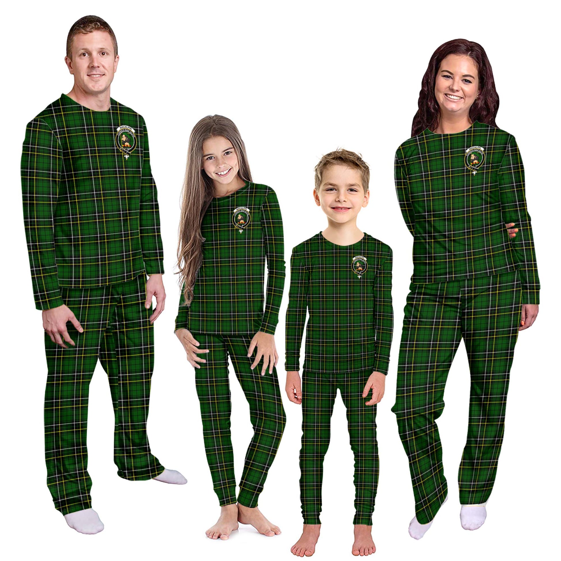 MacAlpin Modern Tartan Pajamas Family Set with Family Crest - Tartanvibesclothing