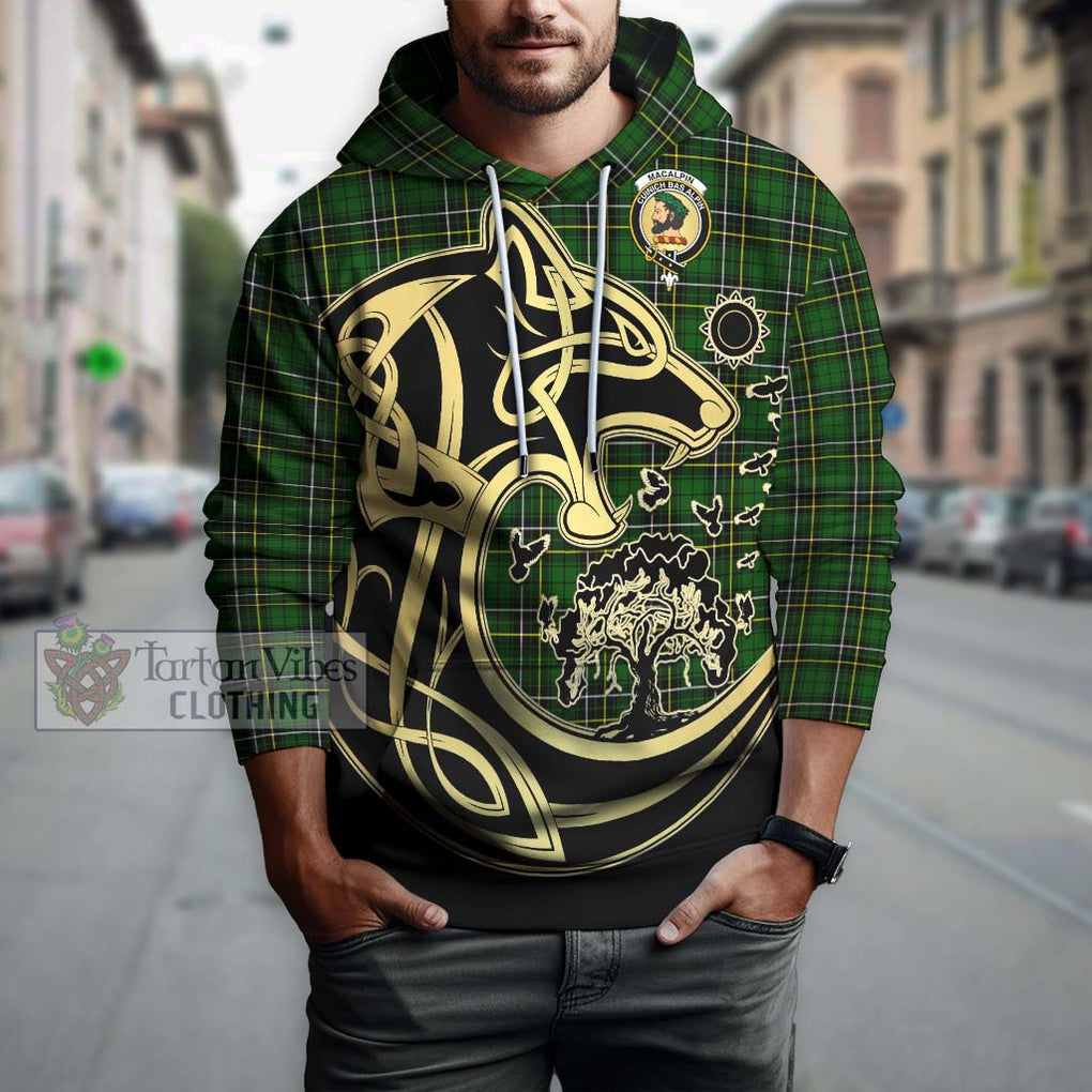 MacAlpin Modern Tartan Hoodie with Family Crest Celtic Wolf Style Zip Hoodie - Tartan Vibes Clothing