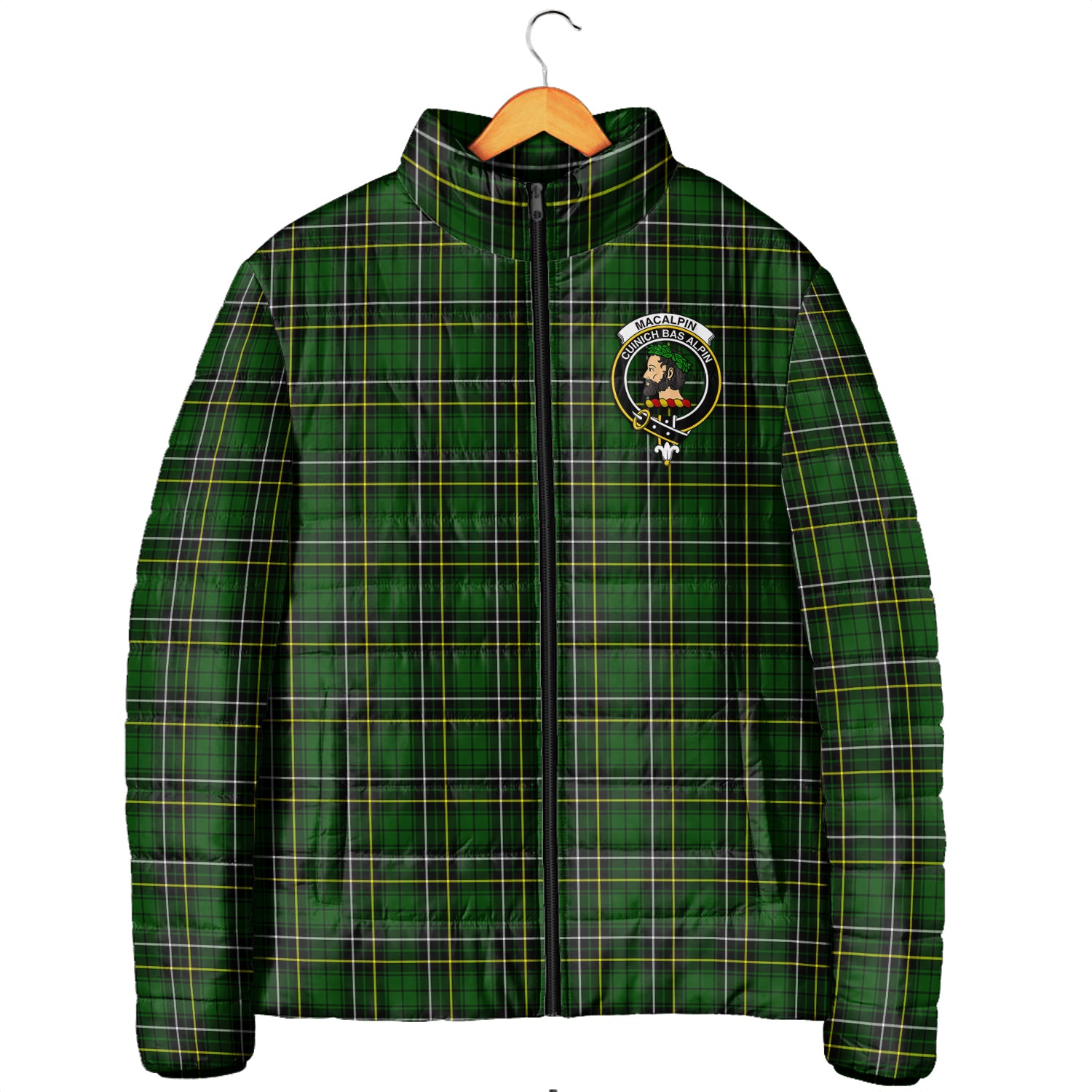 MacAlpin Modern Tartan Padded Jacket with Family Crest Men's Padded Jacket - Tartan Vibes Clothing