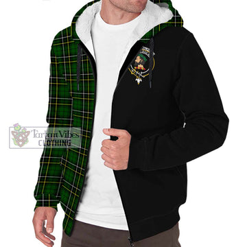 MacAlpin Modern Tartan Sherpa Hoodie with Family Crest and Half Of Me Style