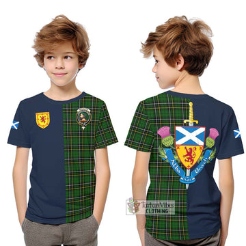 MacAlpin Modern Tartan Kid T-Shirt Alba with Scottish Lion Royal Arm Half Style